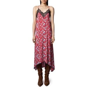 ‼️RARE‼️🎸ZADIG & VOLTAIRE🎸🔥NWOT🔥 FLORAL-PRINT HANDKERCHIEF-HEM DRESS— S
